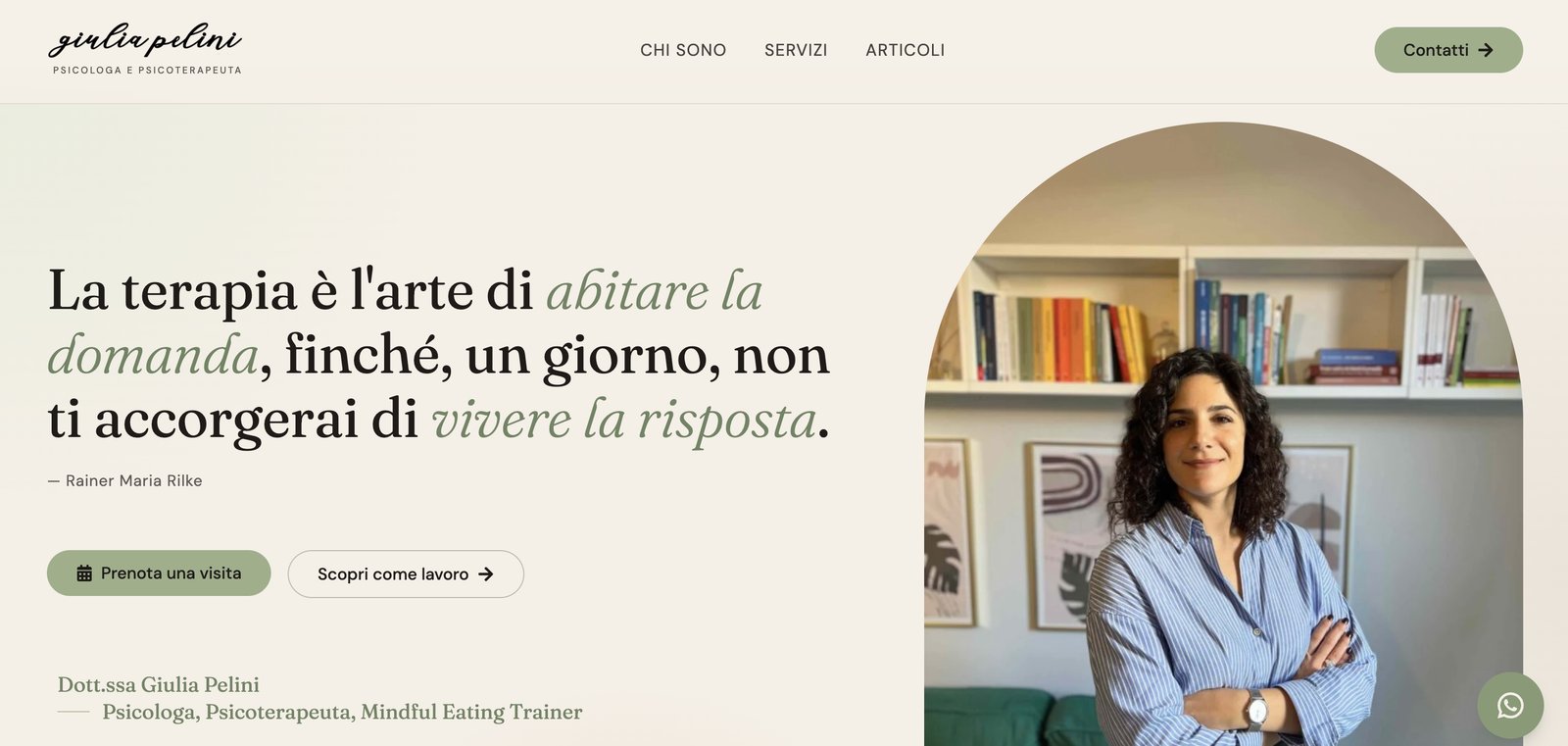 Homepage del sito della Dott.ssa Giulia Pelini, psicologa e psicoterapeuta a Milano, vista da desktop