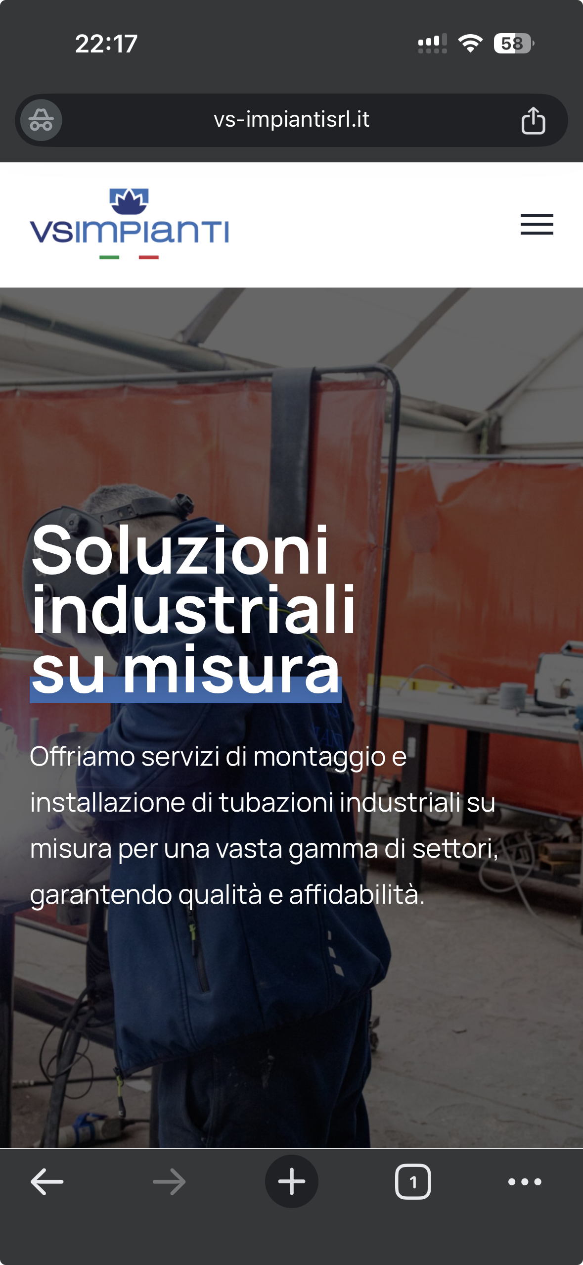 V.S. Impianti mobile mockup